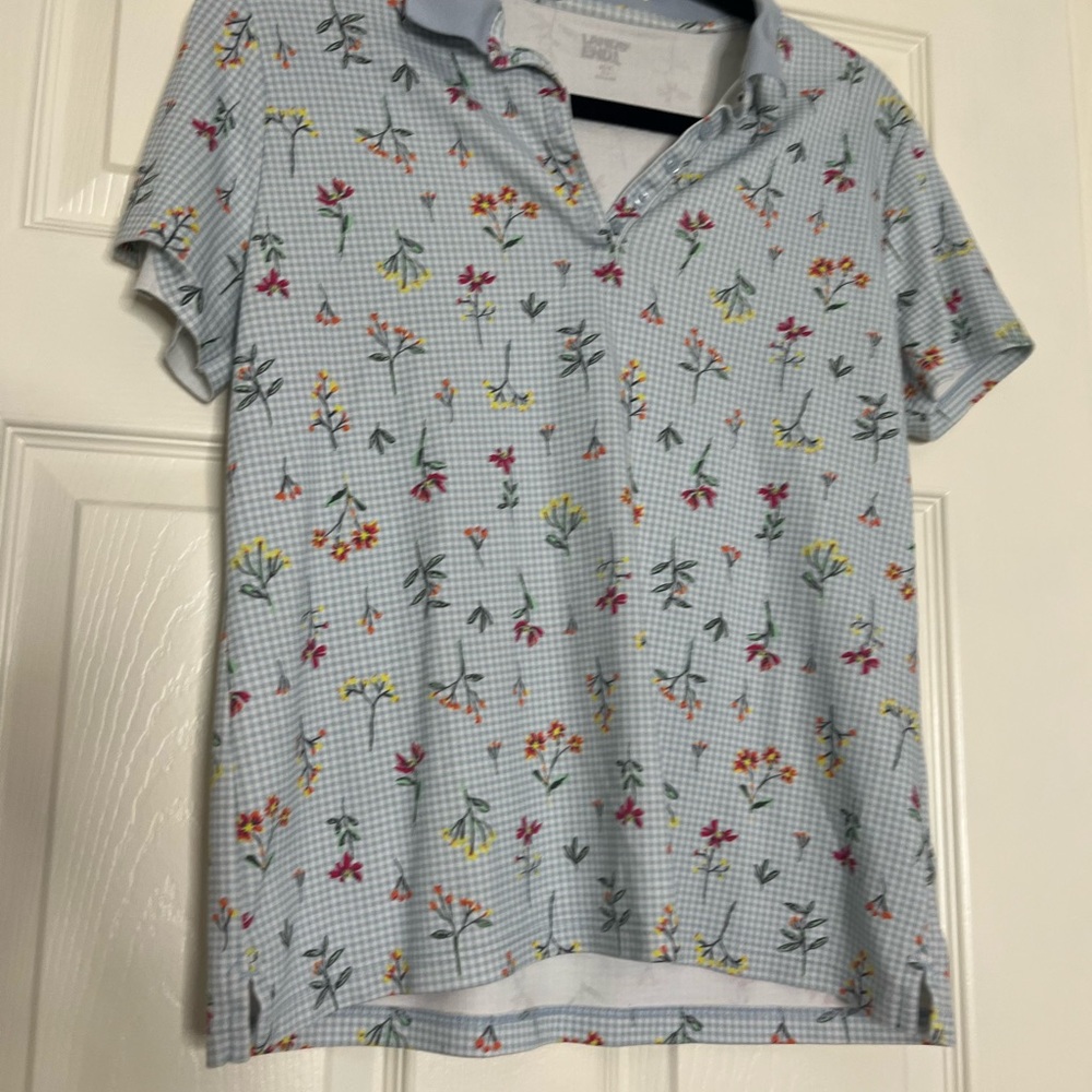 Lands' End Blue and White Checkered Polo